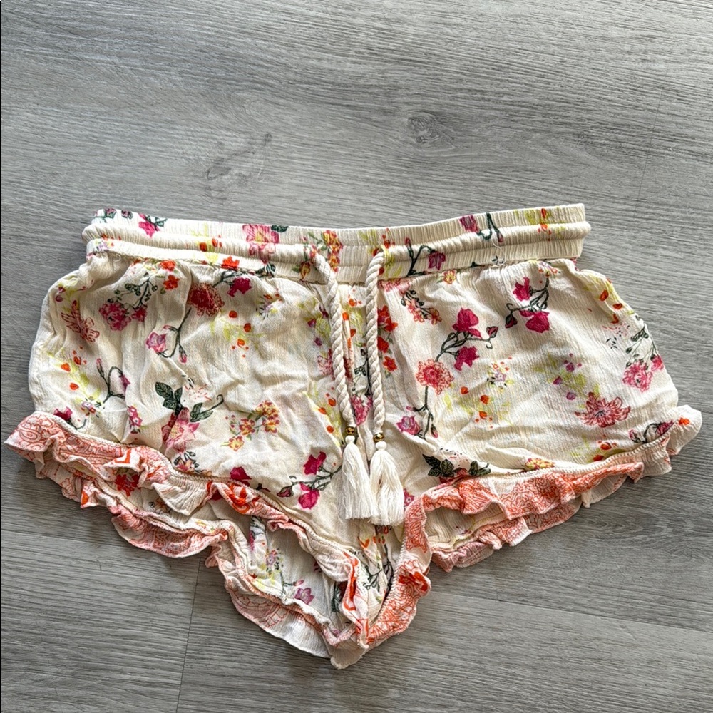 Z&L Europe made in India floral dainty loungewear sleep shorts with tassels